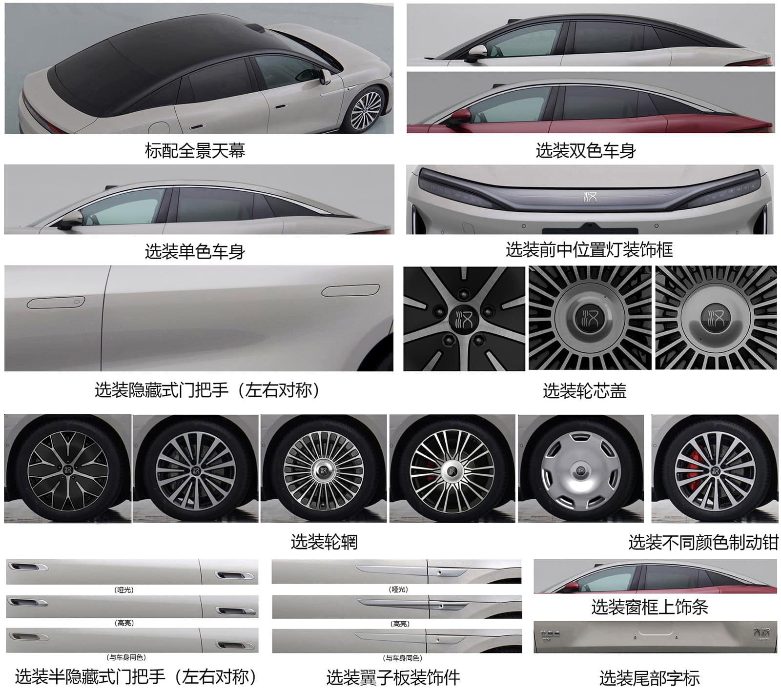 ตัวเลือกล้อและออปชันของ BYD Da Han จากเอกสารจดทะเบียน